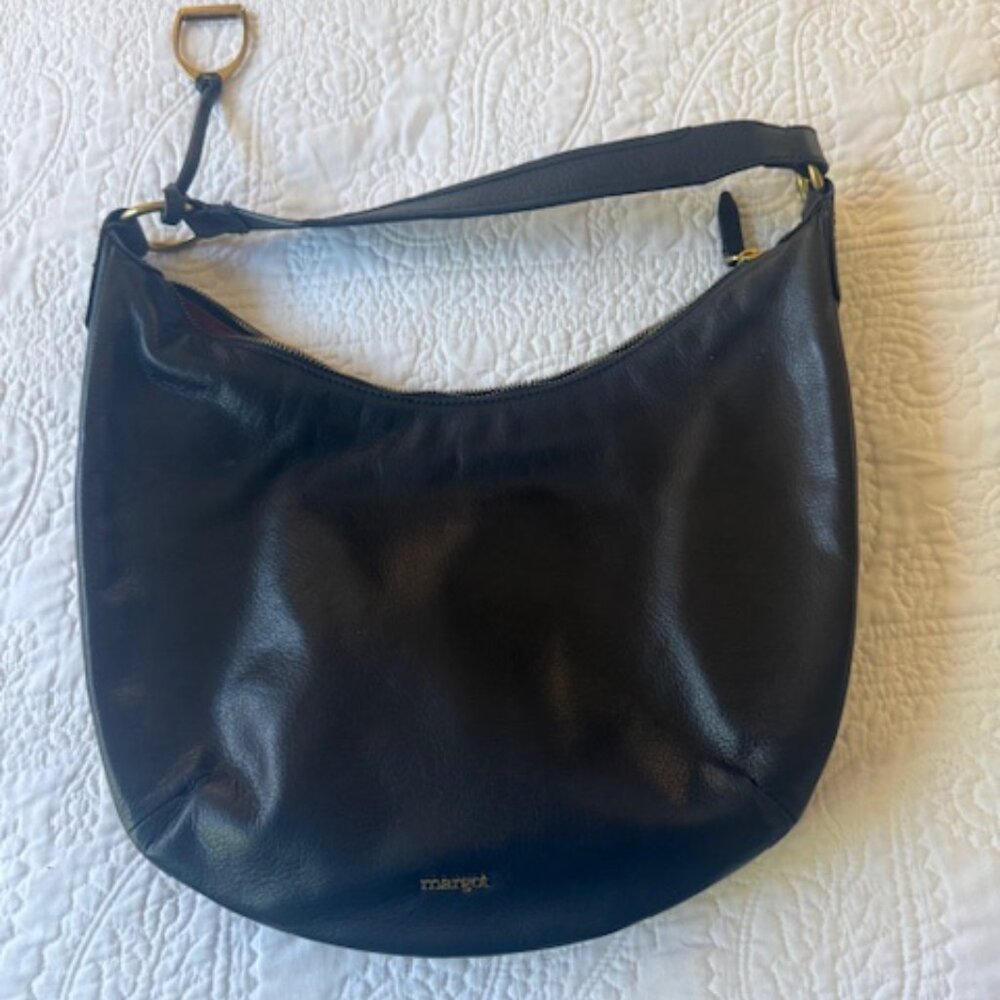 margot new york black leather shoulder bag